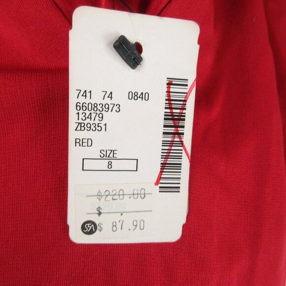 David Meister Backless Red Halter Dress Size 8 Stretch Jersey Maxi - Picture 3 of 13